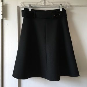 Zara black circle skater belted skirt XS